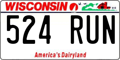 WI license plate 524RUN