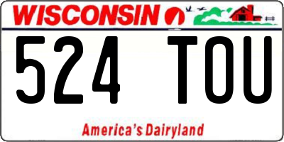 WI license plate 524TOU
