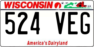 WI license plate 524VEG