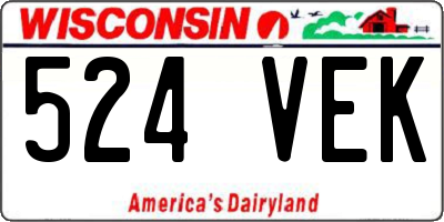 WI license plate 524VEK