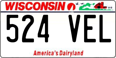 WI license plate 524VEL
