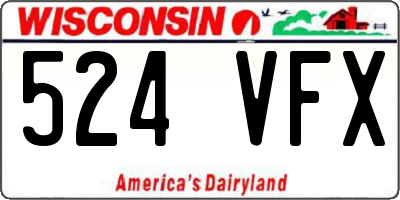 WI license plate 524VFX