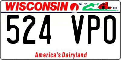 WI license plate 524VPO