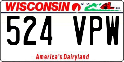 WI license plate 524VPW