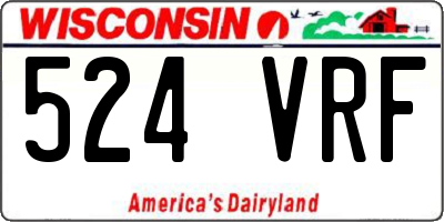 WI license plate 524VRF