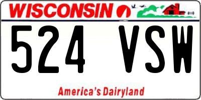 WI license plate 524VSW