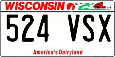 WI license plate 524VSX