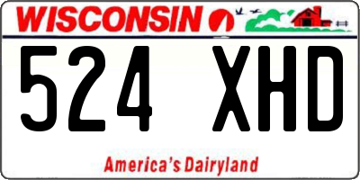 WI license plate 524XHD
