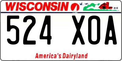 WI license plate 524XOA