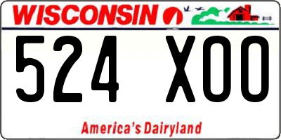 WI license plate 524XOO