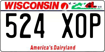WI license plate 524XOP