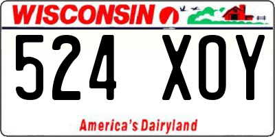 WI license plate 524XOY