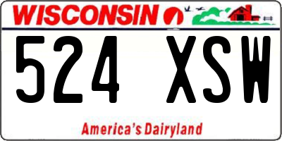 WI license plate 524XSW