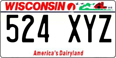 WI license plate 524XYZ