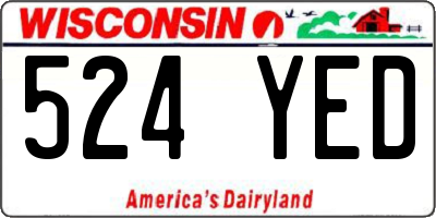 WI license plate 524YED