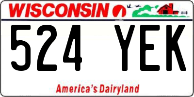 WI license plate 524YEK