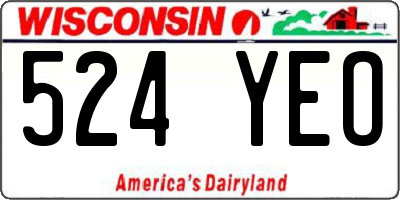 WI license plate 524YEO