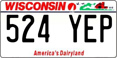 WI license plate 524YEP