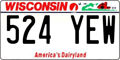 WI license plate 524YEW
