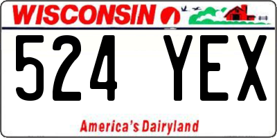 WI license plate 524YEX