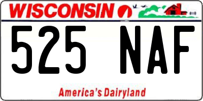 WI license plate 525NAF