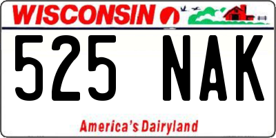 WI license plate 525NAK