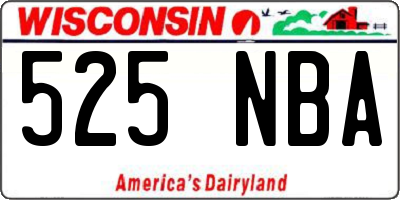 WI license plate 525NBA