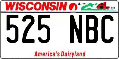 WI license plate 525NBC