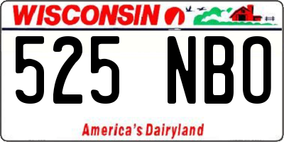 WI license plate 525NBO