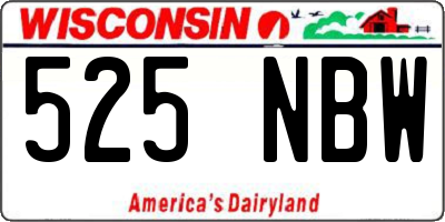 WI license plate 525NBW