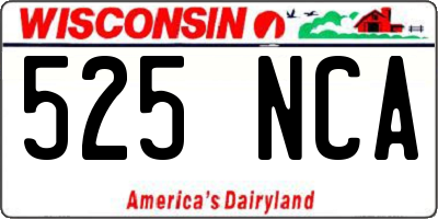 WI license plate 525NCA