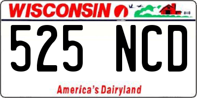 WI license plate 525NCD