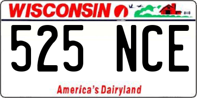 WI license plate 525NCE