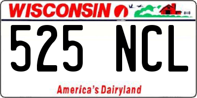 WI license plate 525NCL