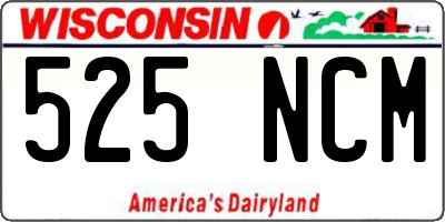 WI license plate 525NCM
