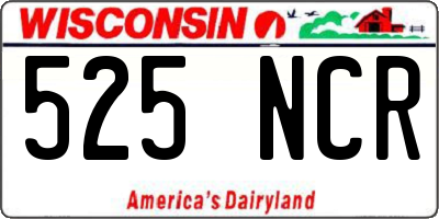 WI license plate 525NCR