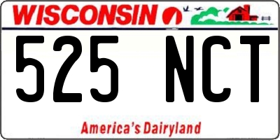 WI license plate 525NCT