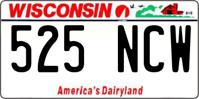 WI license plate 525NCW