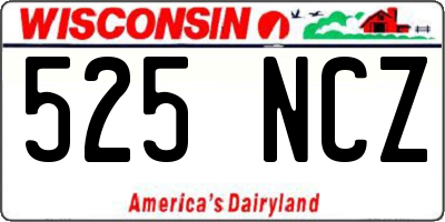 WI license plate 525NCZ