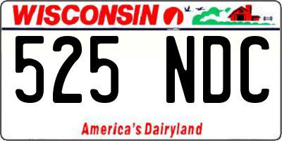 WI license plate 525NDC