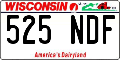 WI license plate 525NDF