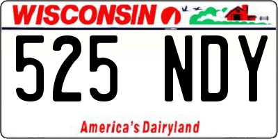 WI license plate 525NDY