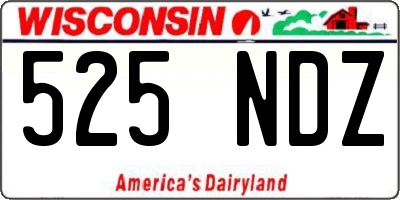 WI license plate 525NDZ
