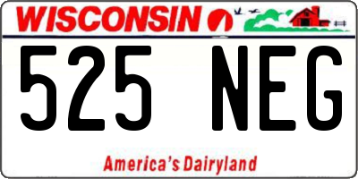 WI license plate 525NEG