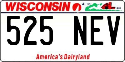 WI license plate 525NEV