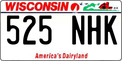 WI license plate 525NHK