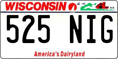 WI license plate 525NIG