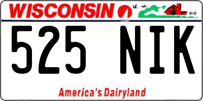WI license plate 525NIK