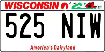 WI license plate 525NIW