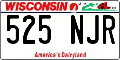 WI license plate 525NJR